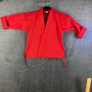 Kids Red Martial Arts Gi Top and pants set (size 000 translates to child medium)